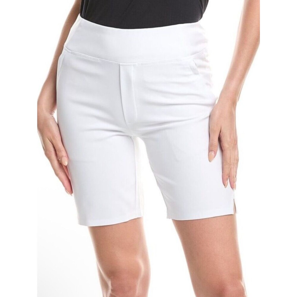 NWT Ibkul Womens Knit Bermuda Short, White Sz 8
